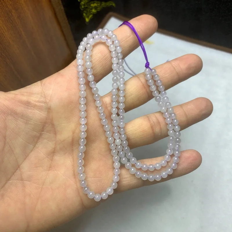 Natural Hetian Jade Light Smoky Purple 4mm 148 Beads Buddha Bracelet Necklace, and Translucent