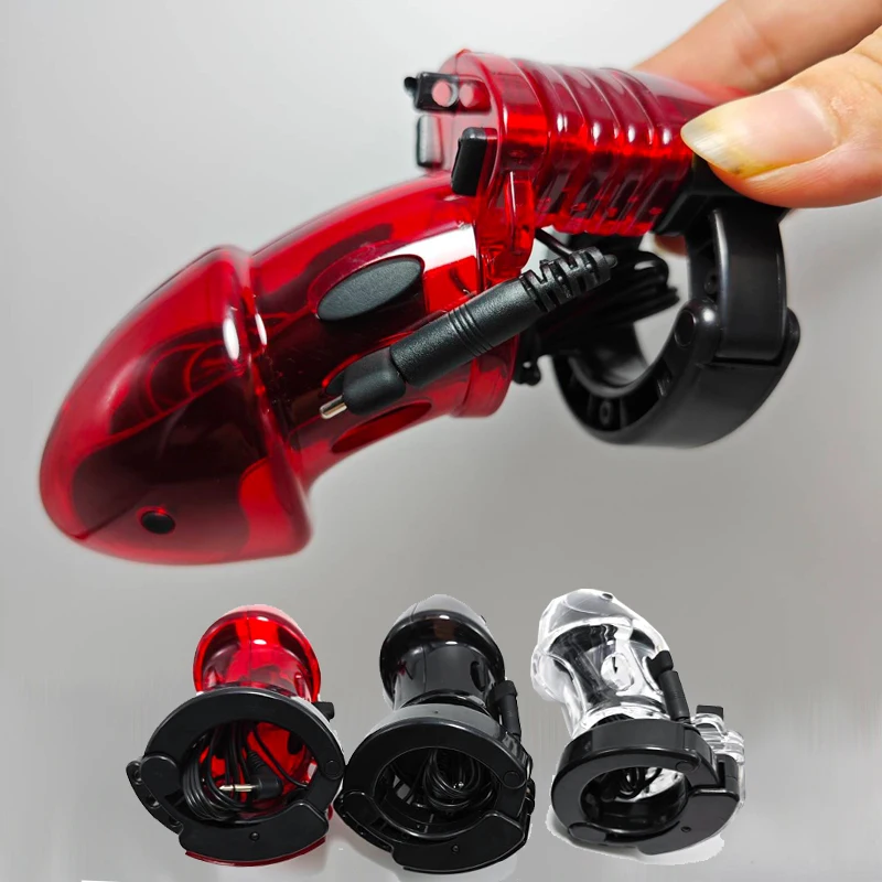 Electric Shock CB6000 Cock Cage Sex Ball Stretcher BDSM Timer Lock Chastity Belt Penis Ring SM Male Sex Tools Electro Stimulator view 3
