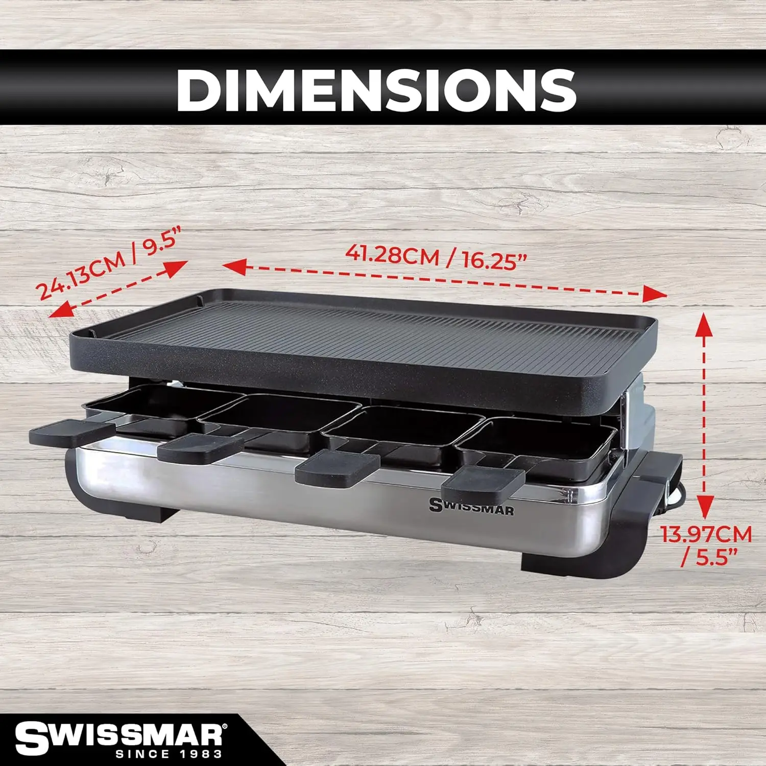 Parrilla clásica para fiesta de raclette con placa de parrilla antiadherente de aluminio fundido reversible/parte superior de crepé, parrilla de barbacoa eléctrica para exteriores e interiores,