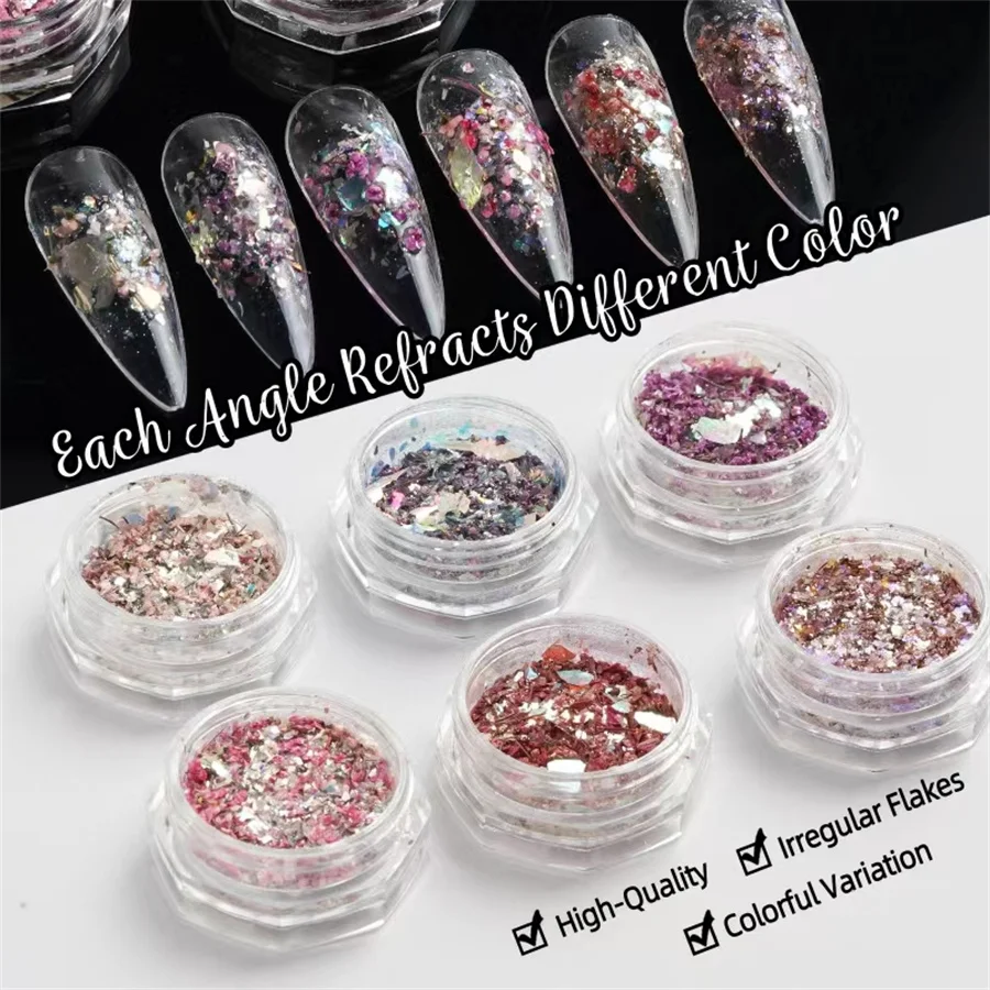 مسحوق زهور مجففة لفن الأظافر ، أورورا أوبال ، حبوب اللقاح المجففة ، لاصق ، ابتكار فن الأظافر ، 1 1.2 #4