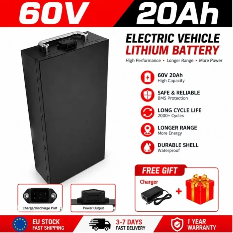Luftfracht, 60V 20Ah-40Ah, Lithium-Akku mit voller Kapazität, geeignet für 250W~3000W, für Harley Elektrofahrzeuge, CityCoco Elektroroller-Akku