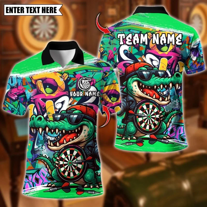 

3D Printed Animal Darts Polo Shirts For Men Customized Pattern Short Sleeve T-Shirts Casual Loose Street Tops Lapel Sport Tees