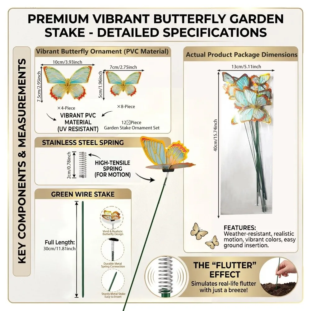 Colorful Butterfly Stakes Plant Plug Lifelike Simulation Butterfly Ornaments Multi-purpose Dreamlike