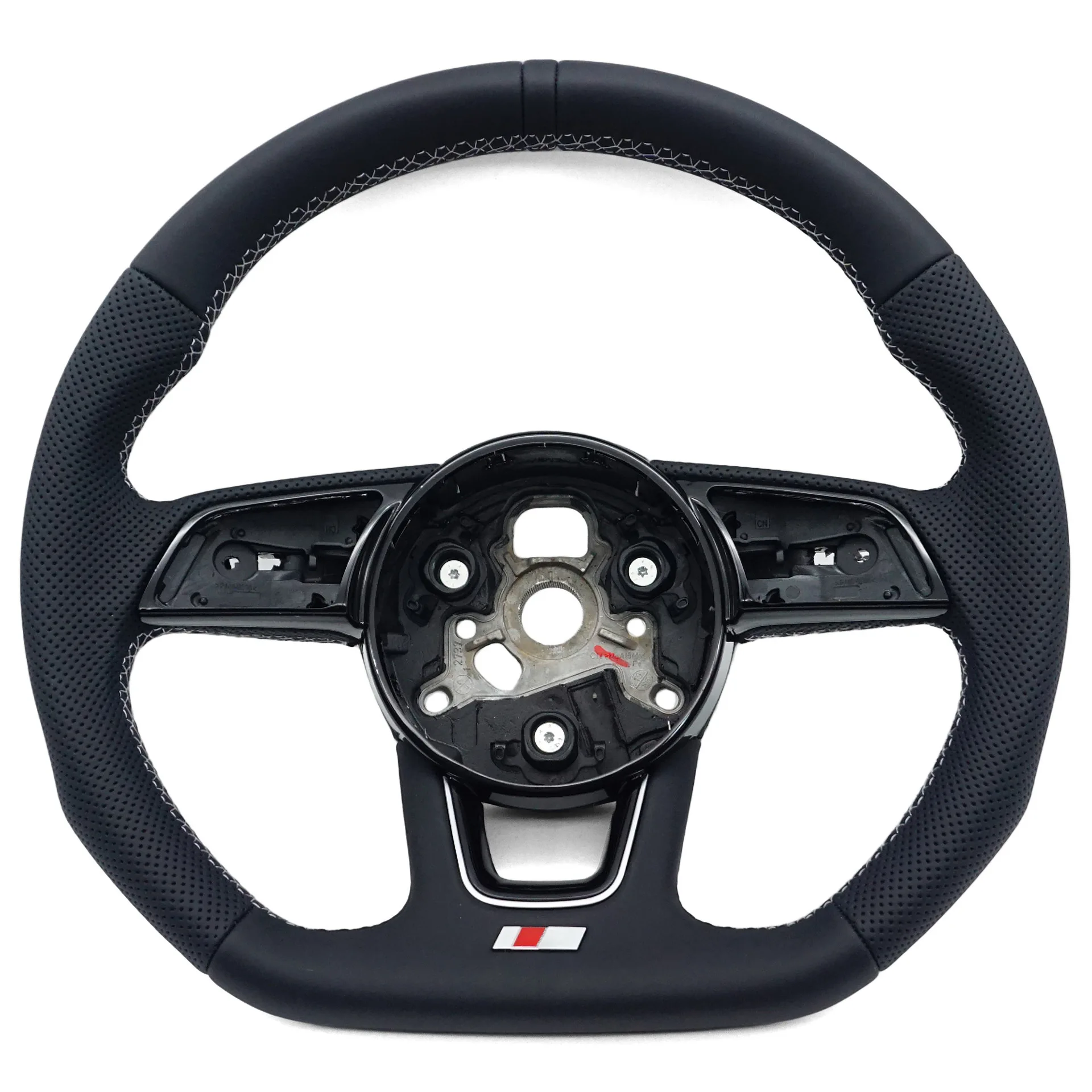 

Suitable for Audi A4B9 S standard semi-punched white line black leather correcting standard sports flat bottom steering wheel