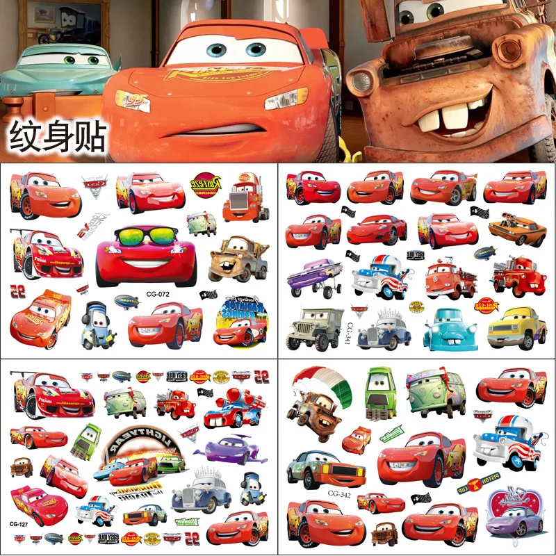 Disney Pixar Car Children's Tattoo Stickers Cars Mobilization McQueen Fashion Sticks Birthday Party Decoration Halloween DressUp