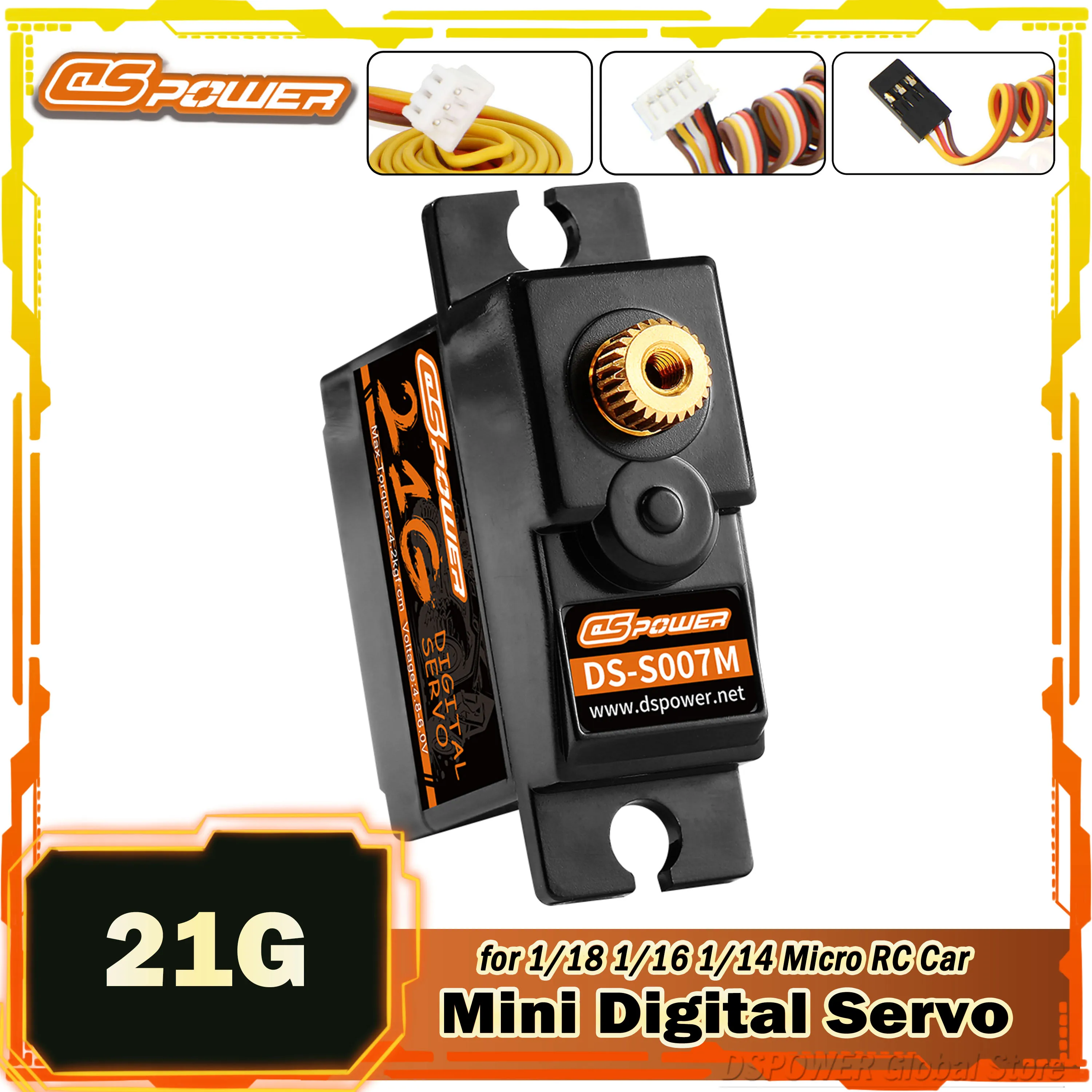 

DSPOWER 21g Mini Digital RC Car Servo Motor for 1/18 1/16 1/14 Micro HYPER GO Wltoys 144001 MN99S MN82 Duct Plane Boat Robot Toy