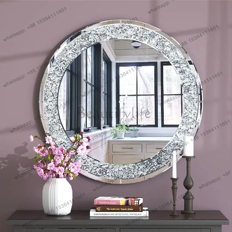 With wrought iron large lens hemp rope round wash can hang round mirror