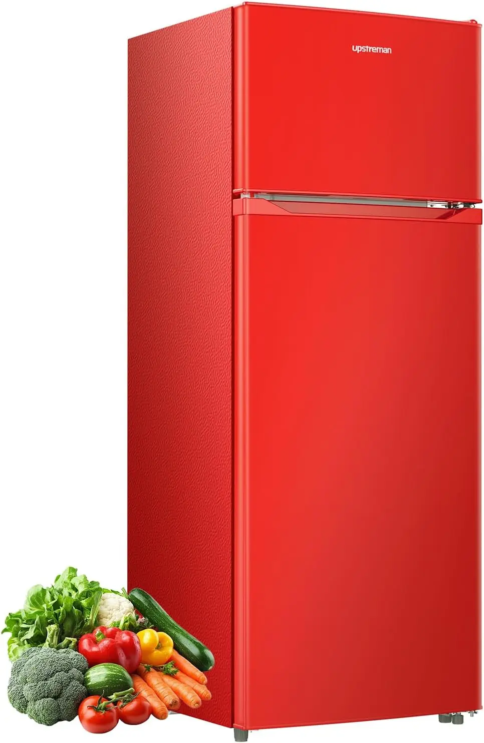 

7.7 Cu Ft Refrigerator with Freezer, Double Door Fridge with Adjustable Thermostat, Red (BD-75)