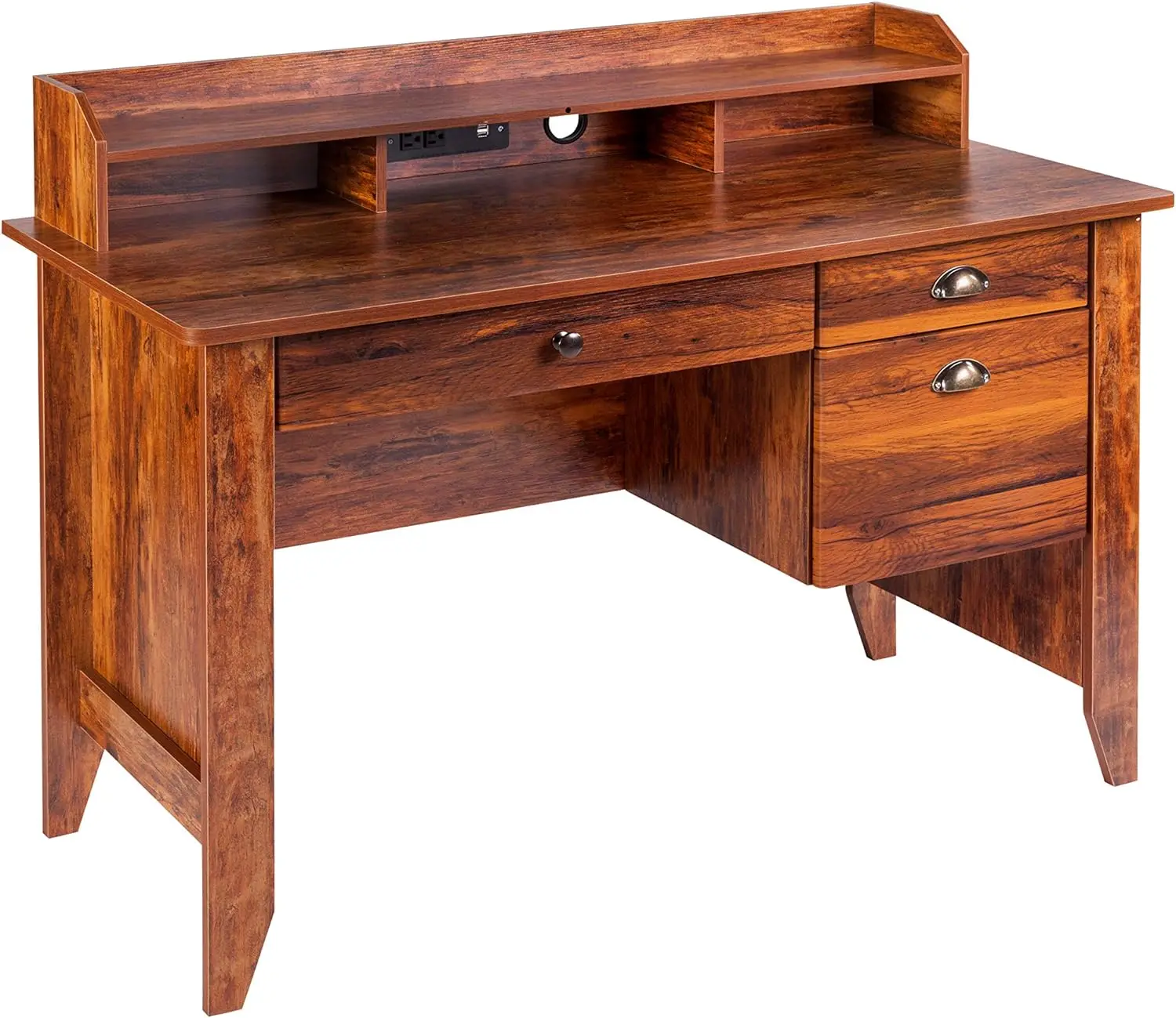 

OneSpace Eleanor Executive Desk Wood Grain, Golden Cherry