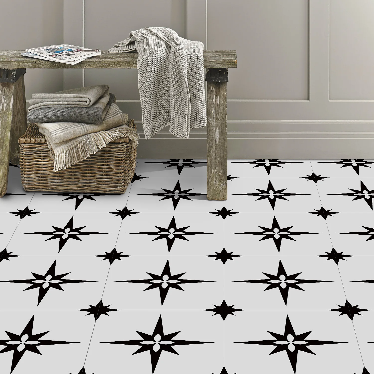 30/20cm estilo português preto branco telha piso adesivos engrossado adesivo cozinha banheiro decoração adesivo de parede decoração de casa