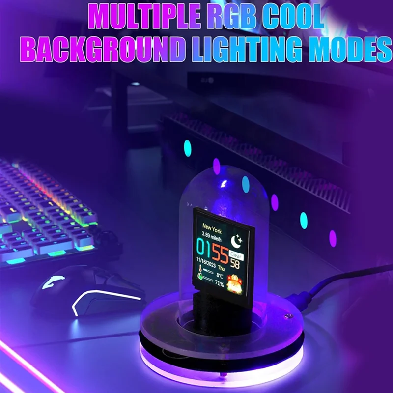 GROCE-Bitcoin Price Tracker Nixie أنبوب ساعة تنبيه مع أضواء RGB ملونة ومحطة الطقس WIFI ألبوم DIY وGIF