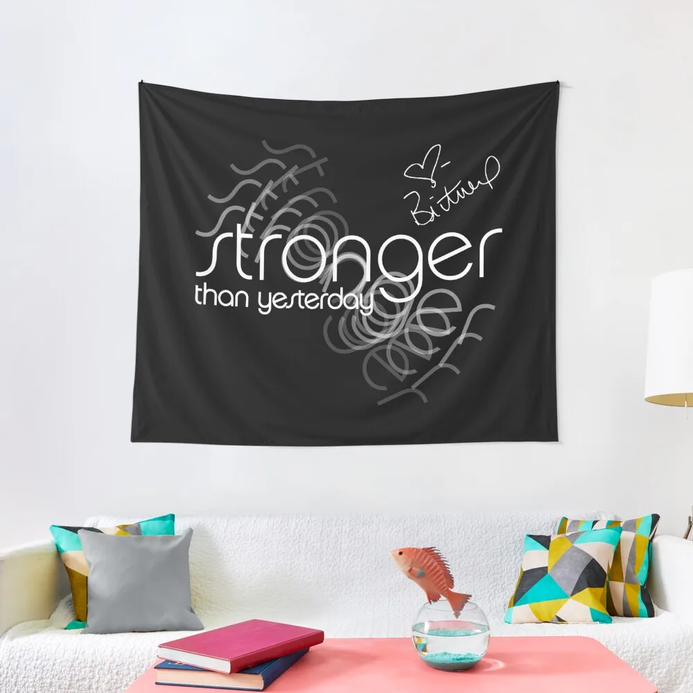 Stronger than yesterday - Britney Spears signature and Stronger logo Tapestry Wall Deco Bedrooms Decor Tapestry