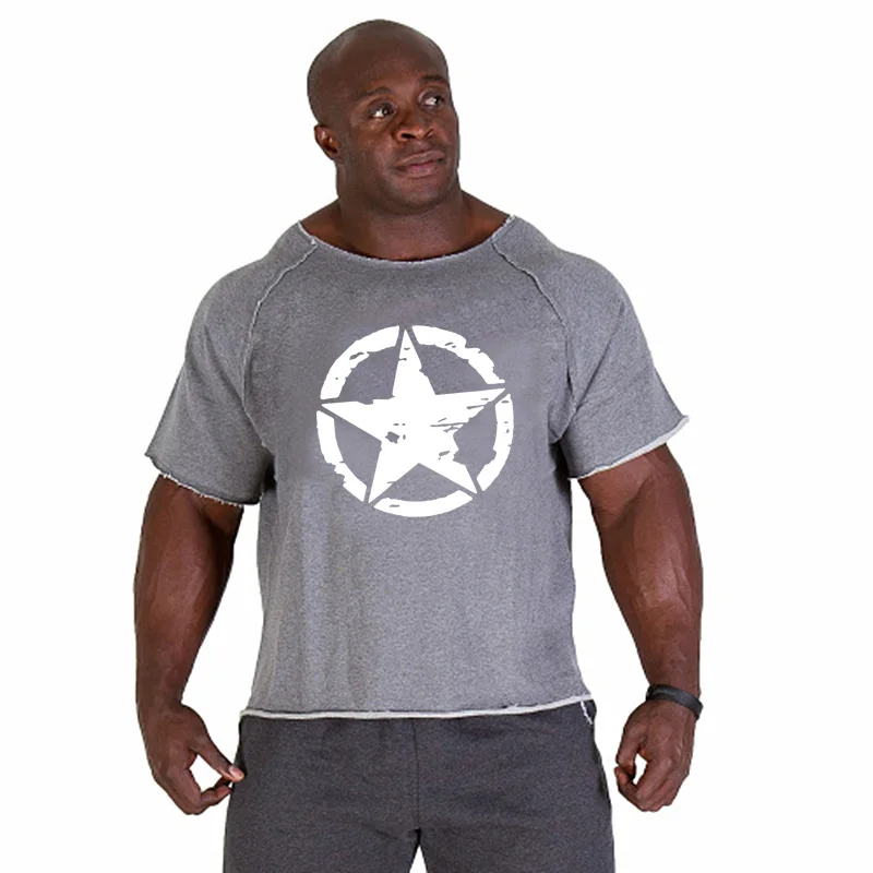Men\'s T Shirts Fitness Men Bodybuilding Shirt Batwing Sleeve Rag shirt Gym Fitness Muscle Running T shirt