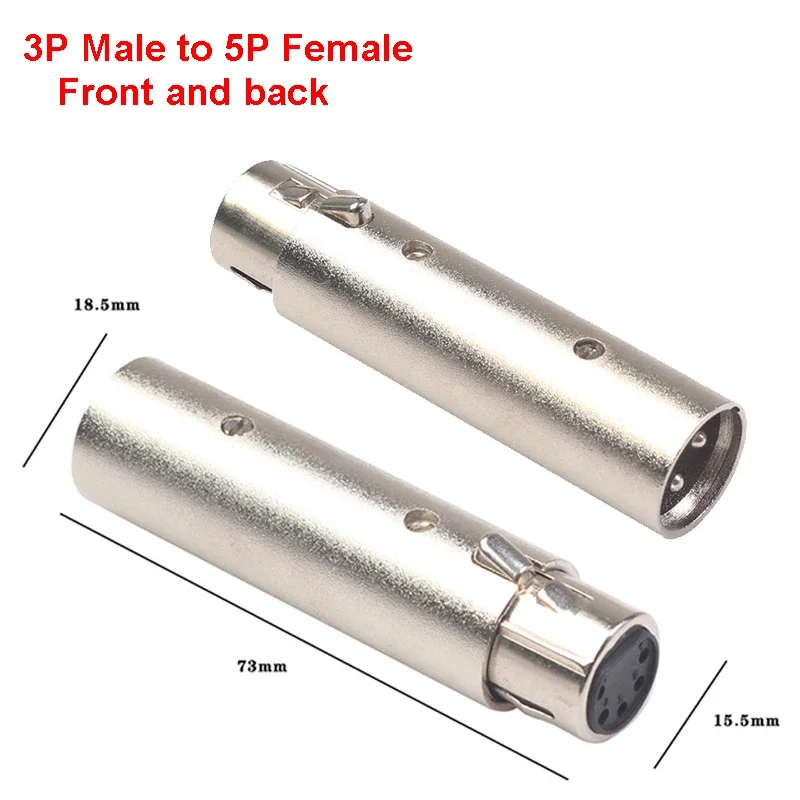 1PCS Versatile XLR-DMX Converter 3-Pin To 5-Pin High-Performance  Adapter For Stage Lighting Audio Gear Silver Metal Connector