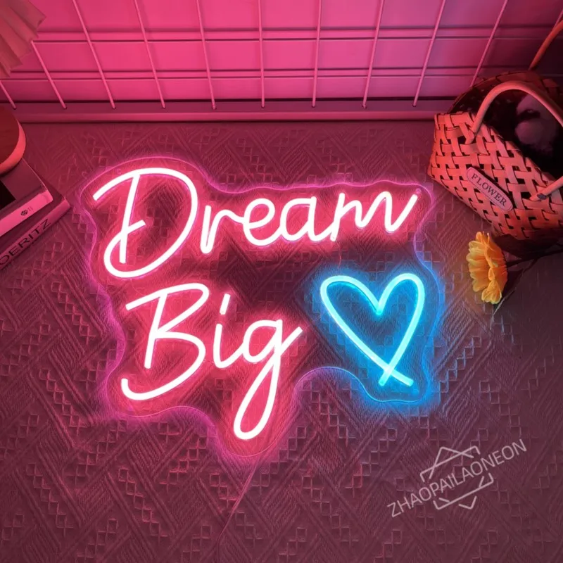 

Светодиодная неоновая вывеска Big Dream, настенный декор, питание от USB, мечта, большая вывеска, буквы, светодиодная подсветка, вывеска для вечеринки, игровой комнаты, неоновая вывеска
