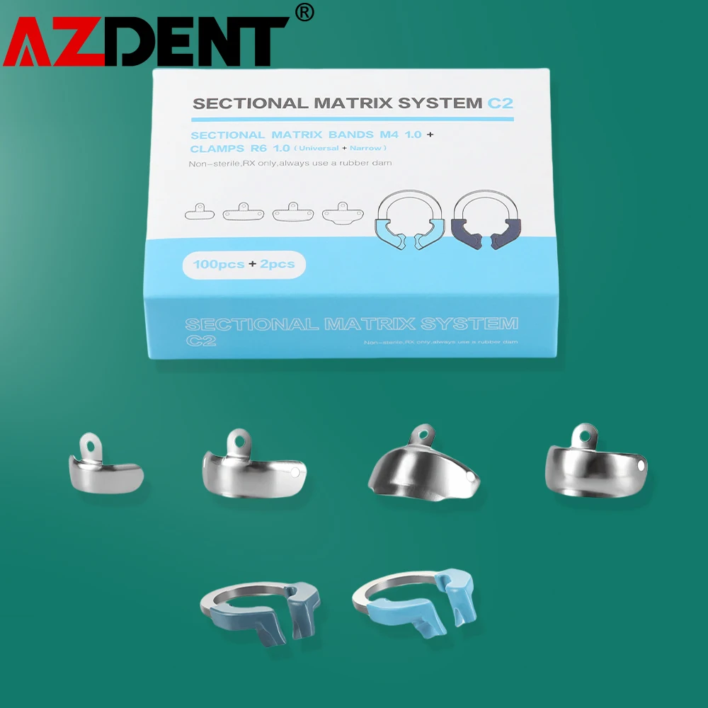 100Pcs AZDENT Dental Sectional Matrix Contoured System Metal Dentistry Resin Clamping Seperating Ring Autoclavable