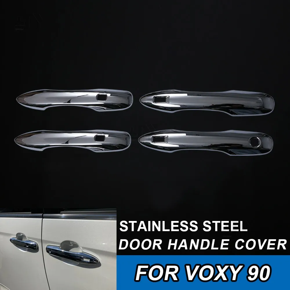 4Pce Door Handle Trim For Toyota Voxy 90 2022 2023 Exterior Accessories Car Door Protection Cover Stainless Steel Chrome Styling