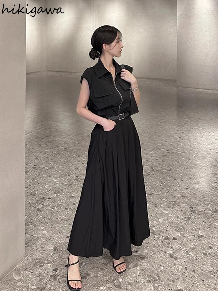 2024 Faldas Mujer De Moda Korean Chic Skirts Women High Waist Solid Color Summer Jupe Vintage Loose Temperament Pleated Skirt