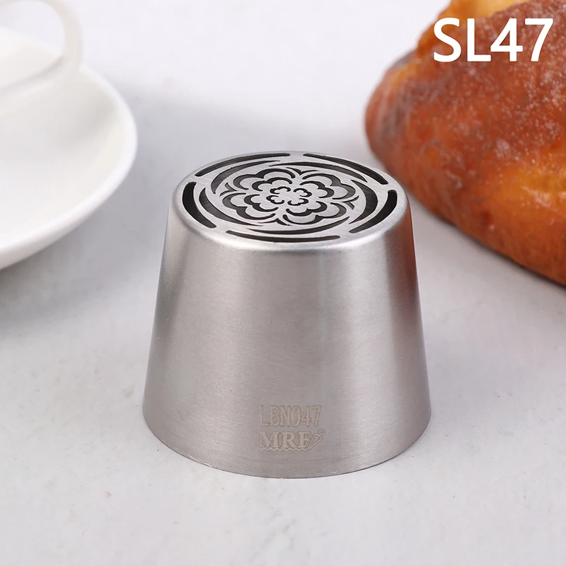 1Pc SL47 Stainless Steel Russian Icing Piping Cream Nozzles DIY Pastry Cookie Cake Fondant Decorating Tips Cupcake Baking Tools