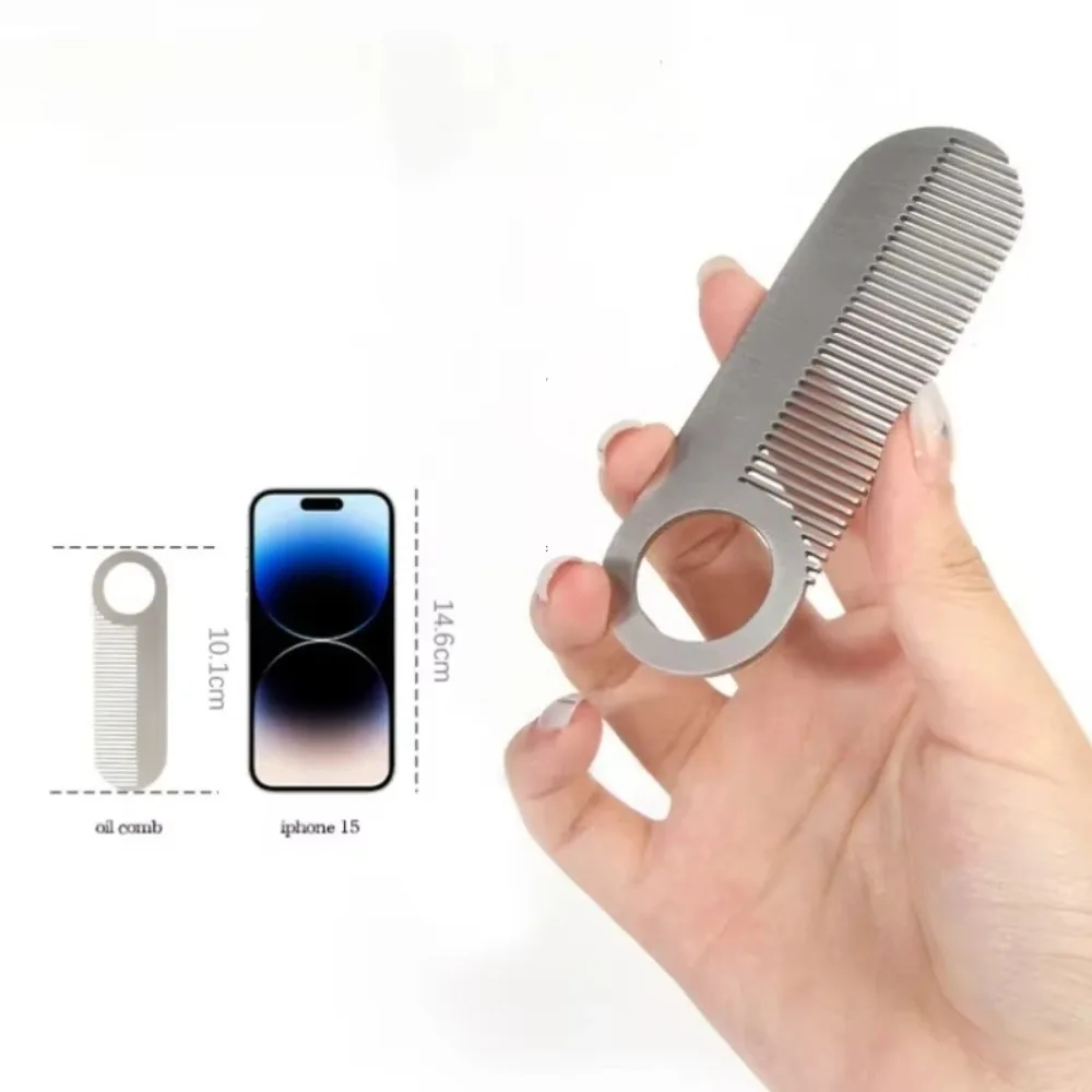 Stainless Steel Men's Beard Comb Mini Pocket Size Oil Head Comb Hair Comb Portable Silver Mustache Care Shaping Tools for Barber