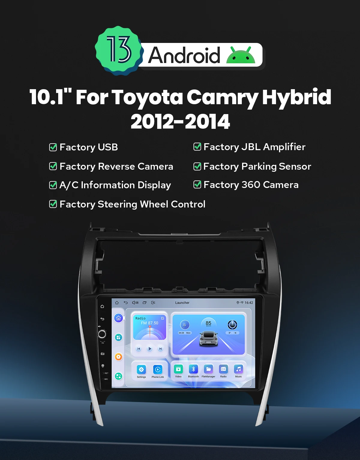 JOYING Android Car Stereo for Toyota Camry Hybrid 2012 2013 2014 CarPlay &Android Auto GPS Navi Plug & Play Head Unit XV50 AVV50
