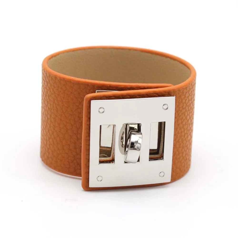 2024 neue Mode Gold Wrap Leder Armbänder Breites Handgelenk Femme Aussage Schmuck Geschenke