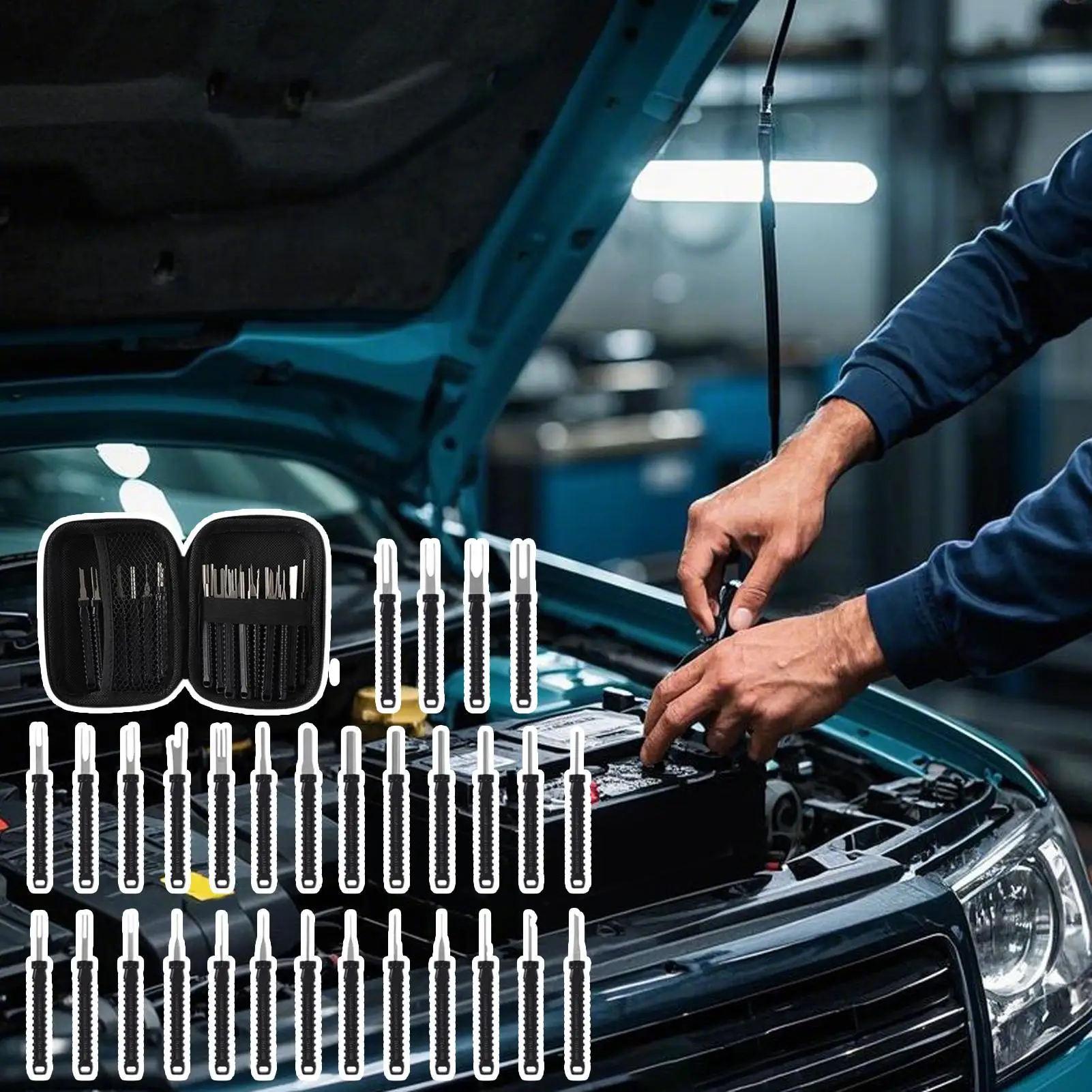 

30Pcs Car Terminal Removal Tool Kit Uto Cable Plug Remove Puller Electrical Wire Crimp Connector Pin Extractor