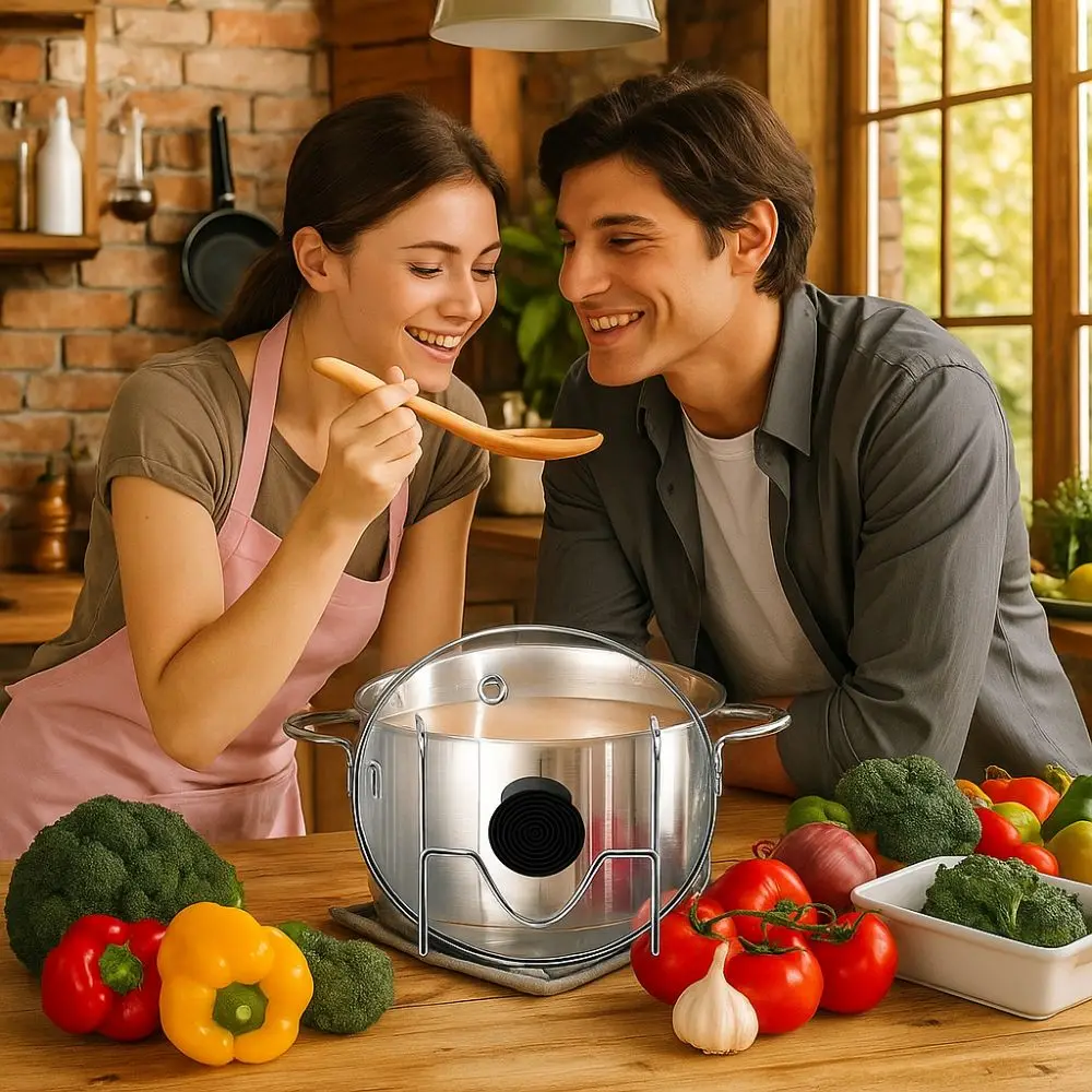 2pcs Practical Stainless Steel Pot Lid Holder Non-Slip Space-Saving Lid Storage Stand Anti-Tip Pot Cover Rack Kitchen Tools