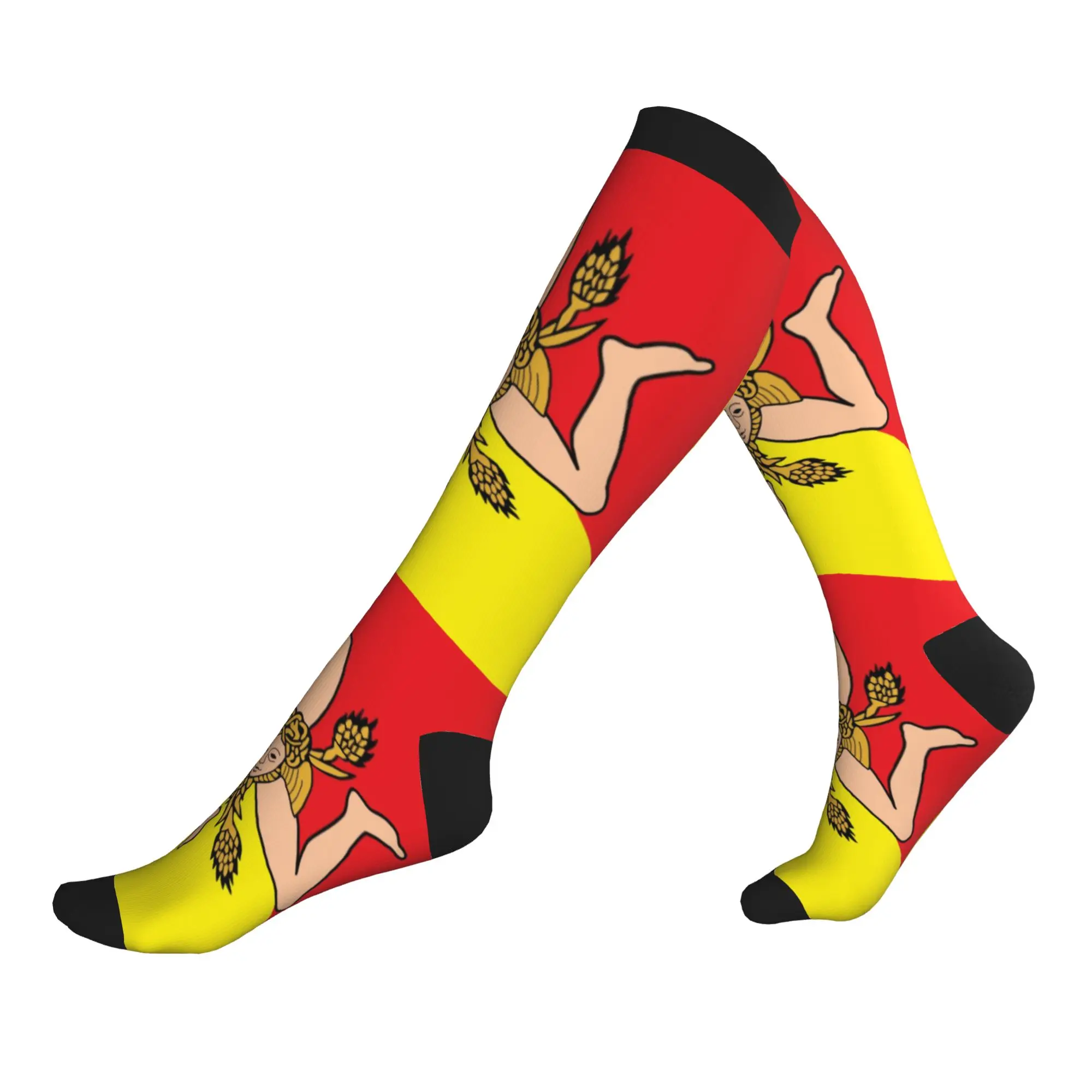 

Novelty Printed Italian Island Sicily Flag Socks Women Stretchy Summer Autumn Winter Sicilian Bandiera Sports Compression Socks