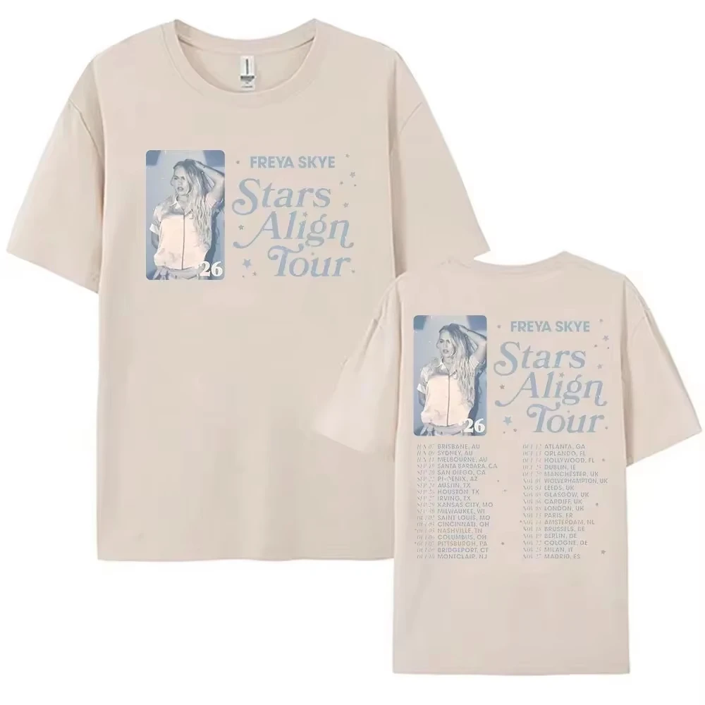 Freya Skye Stars Align Tour 2026 Cotton Football Tee O-neck Loose Summer Short Sleeve T-shirt Design Graphic Print Merch Unisex