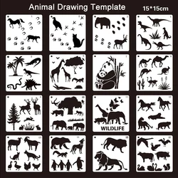 16pcs Animal Stencil Templates for Students Painting Reusable Stencil Panda Tiger DIY Christmas Stencils on Wood Wall Home Decor