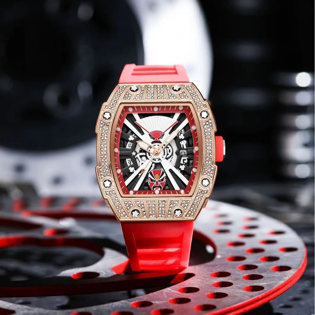 Facial Makeup Design Fashion Tonneau Shaped Engraved Quartz Watch Men Luxury Luminous Date Sport Watches Men Steel Men AAA Clock