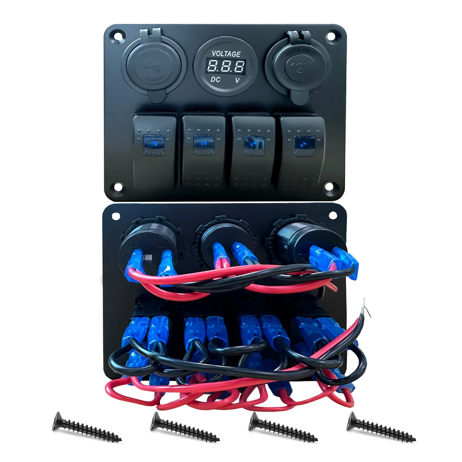 4 /5/6 Gang Rocker Switch Panel  USB Voltmeter Cigarette Lighter, 12V 24V Car Modification Switches for Automotive Truck Mar