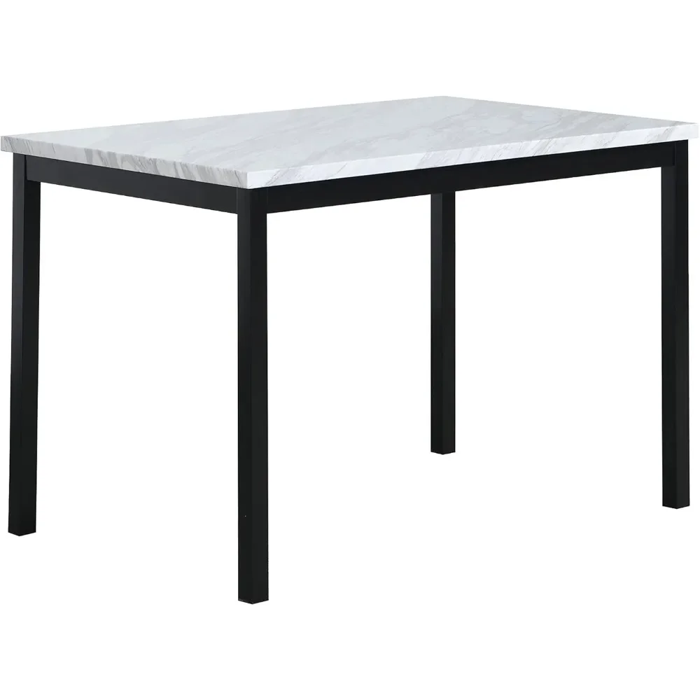 

Furniture Metal Dining Table with Laminated Faux Marble Top, 28.50 x 45.00 x 30.00 Inches