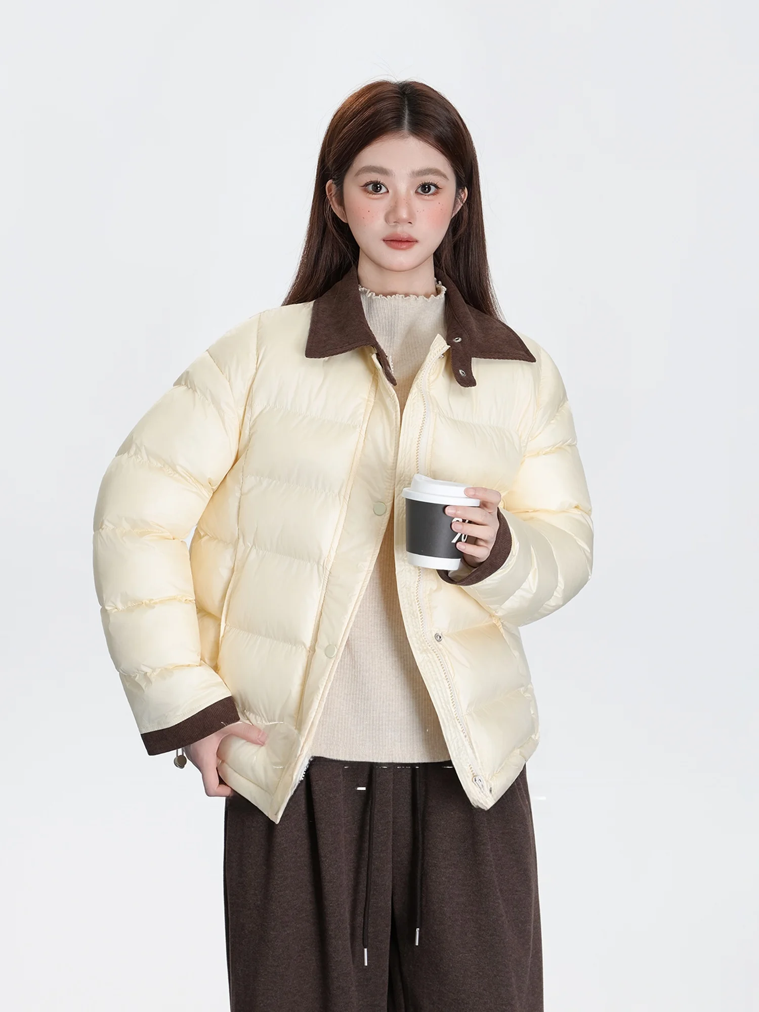 

Желтая хлопковая куртка-пуховик с воротником, женская, зимняя, новая, свободного кроя, теплая, укороченная, верхняя одежда