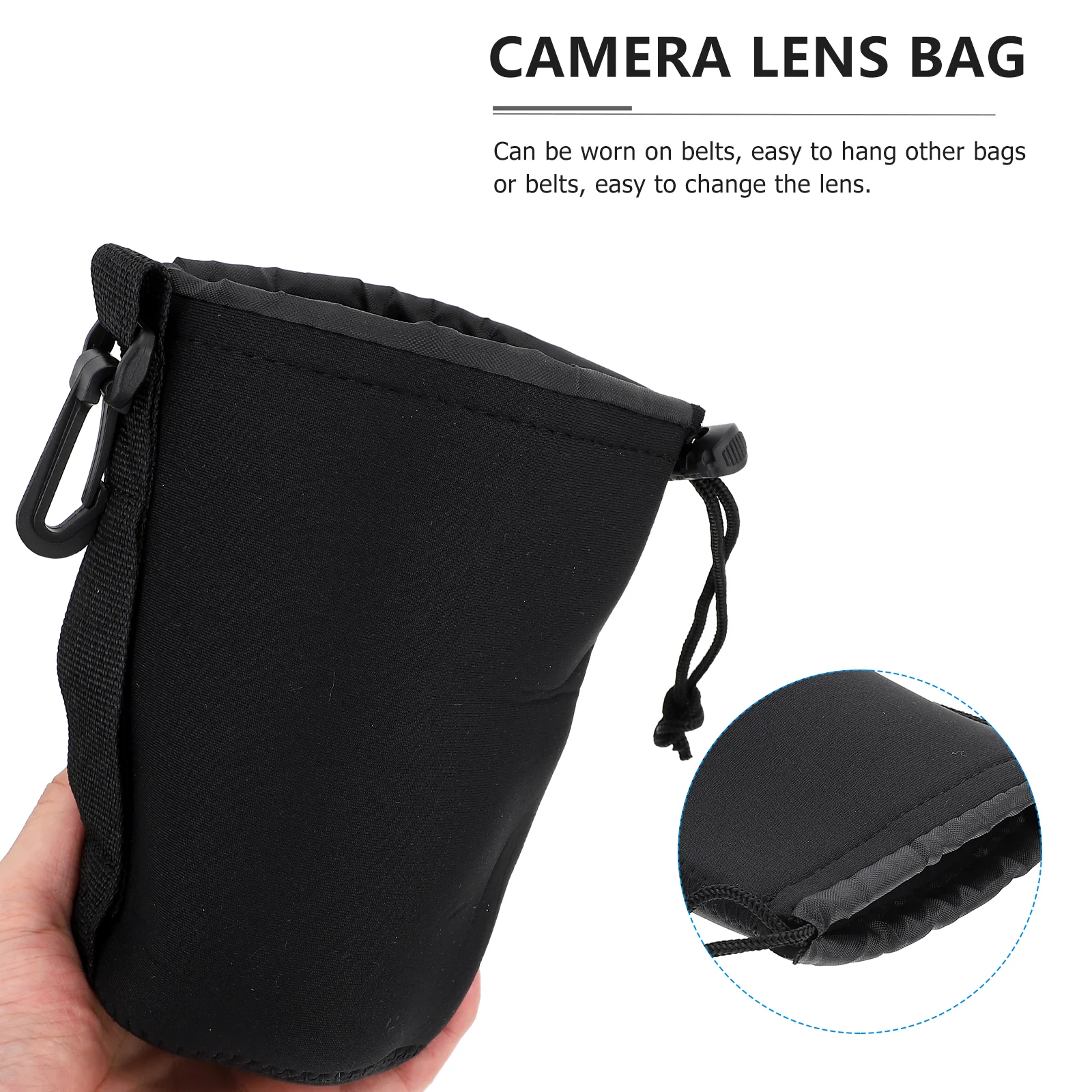 2 PCS Camera Lens Bag Shockproof Case Drawstring Neoprene Pouch for Protective DSLR Accessories