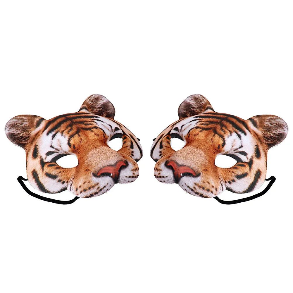 Máscara de tigre amarillo Eva, máscara de disfraz de Animal de simulación de cara completa, accesorio de actuación de fiesta de Halloween para Festival de disfraces de disfraces