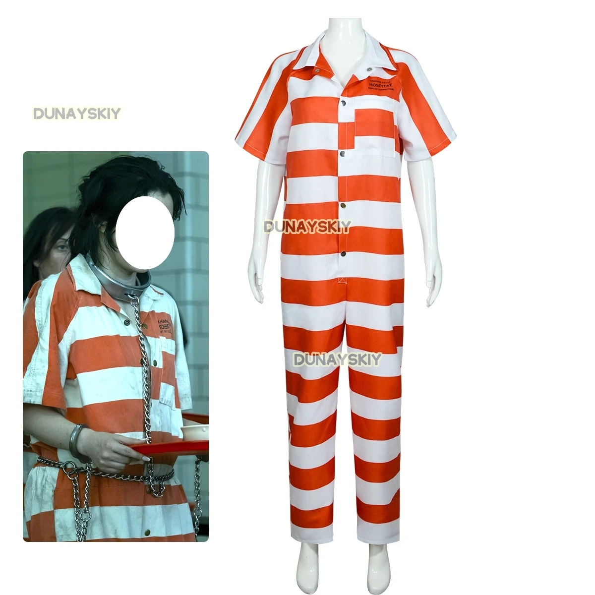 Sofiaaa Mental Hospital Costume Prison Wardrobe Halloween Carnival Christmas Role Party Jumpsuit CosPlay