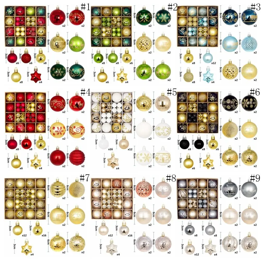 Boules de noël en plastique incassables, 44 pièces, avec boucle de suspension, boule pendentif de noël réutilisable 3-6cm, décoration d'arbre de noël