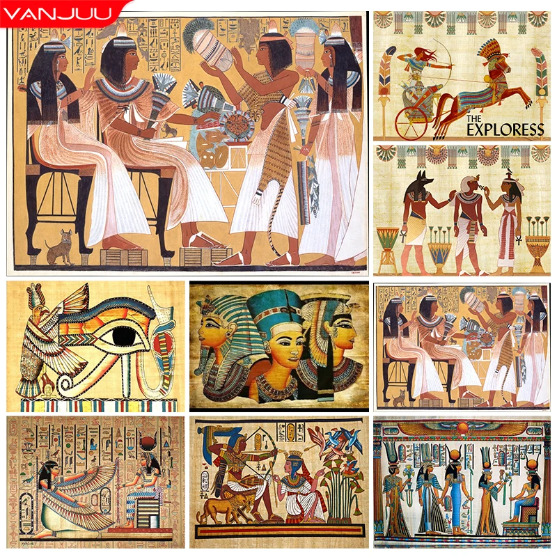 Ancient Egypt Murals 5D Diamond Painting Portrait Diamond Mosaic Abstract Diamond Embroidery Painting DIY Rhinestone Home Decor