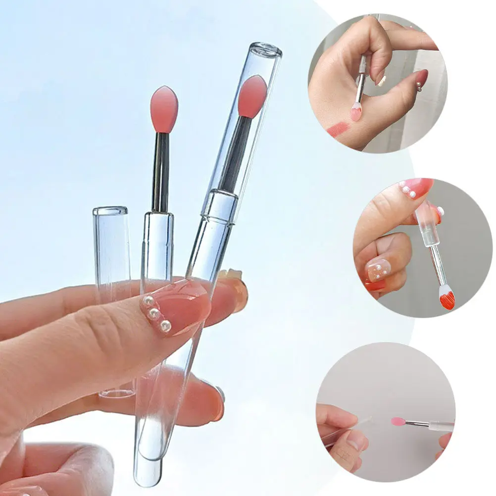 6Pcs Compact Silicone Lip Brush for Precise Lip Color Gloss Balm Application Multi Use Makeup Tool Professional Home Travel