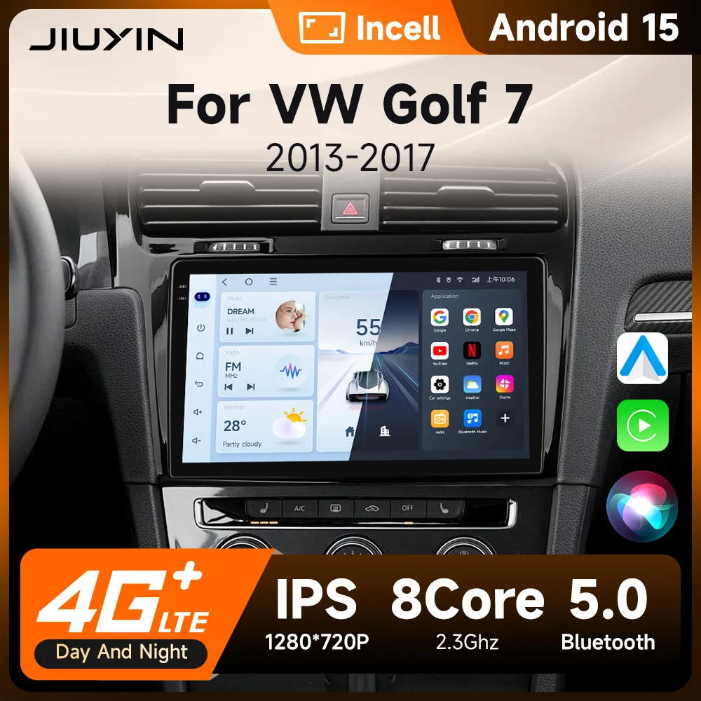 

JIUYIN Car Radio For Volkswagen VW Golf 7 MK7 GTI 2011-2021 Wireless Carplay Android 13 Auto Multimedia Stereo Video Player 2Din