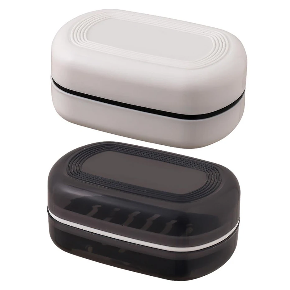 2-Layer Soap Box Container with Lid Travel Soap Holder Durable Soap Case Strong Sealing Organizer Bathroom Storage Accessories