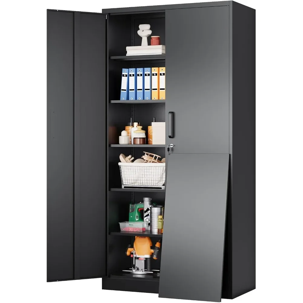 

Wide & Deep Metal Storage Cabinet with 2 Doors and 6 Shelves,72x36x18 Garage Storage Cabinet,Tall Black Locking, Customized