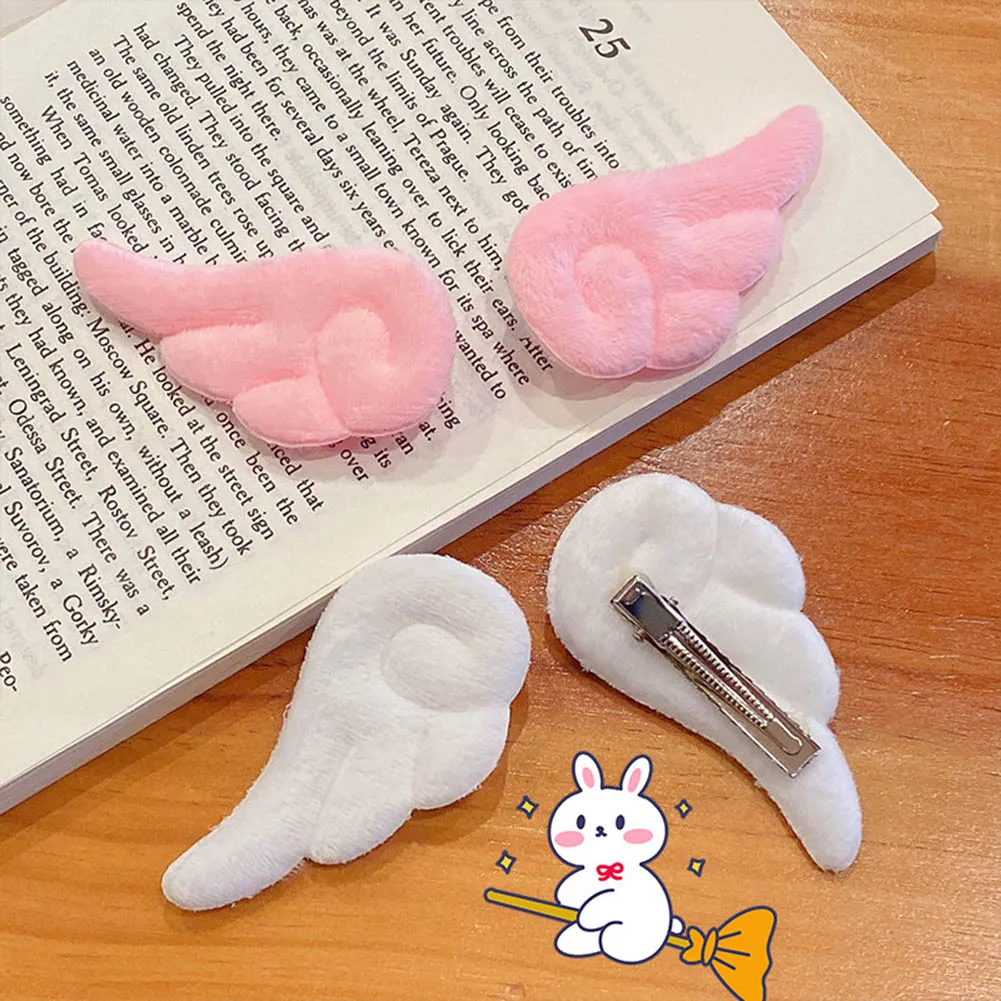 Sweet Angel Wing Plush Hair Clips Girl Bangs Cute Hairpin Simple Hairclip Ornament Fashion Hair Accessories Korean Side Clips