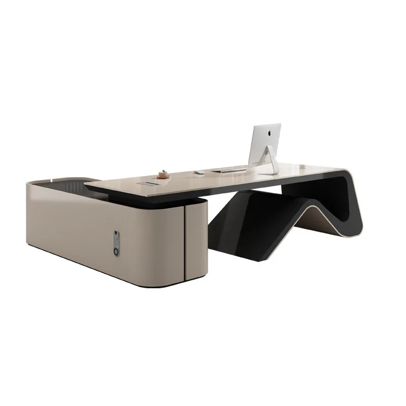 Home Office & Study High-End Lacquer Executive Desk Creative Designer Modern Luxury Boss Table Spacious Sturdy & Premium