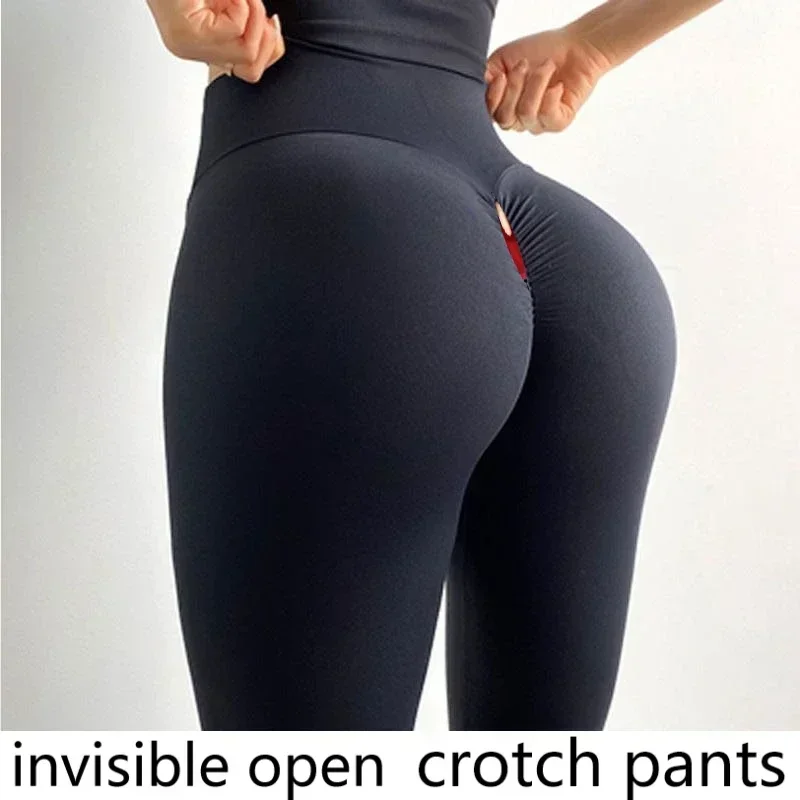 Invisible Zipper Open Crotch Pants Fashionable Peach Hip Fitness Pants Yoga Pants Women Outdoor Sex  Gym Kit For Women Sexy