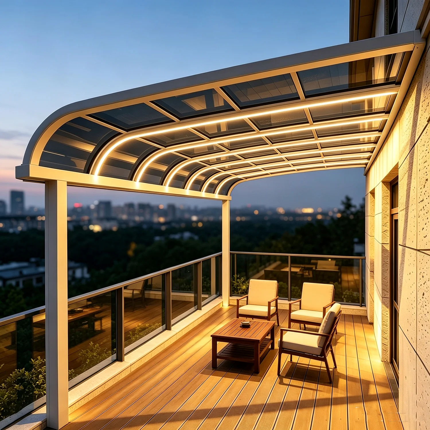 Heavy Duty Aluminum Terrace Roof with UV Polycarbonate Sheets - Rustproof Outdoor Canopy, All Weather for Patio