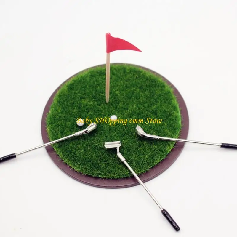 23GD ミニチュアゴルフパッティンググリーングラスモデル置物セット木材金属ドールハウスシーンディスプレイアクセサリー装飾フィギュア