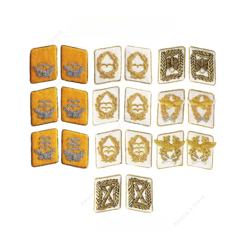 LUFTWALLE OFFICER German Epaulettes Hand Embroidery Bullion Thread Cooper Wire Shoulder Badges Collar Uniform Military Insignia